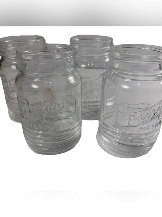 Vintage Original Mason Jar lot of 4 Clear Glass Jars